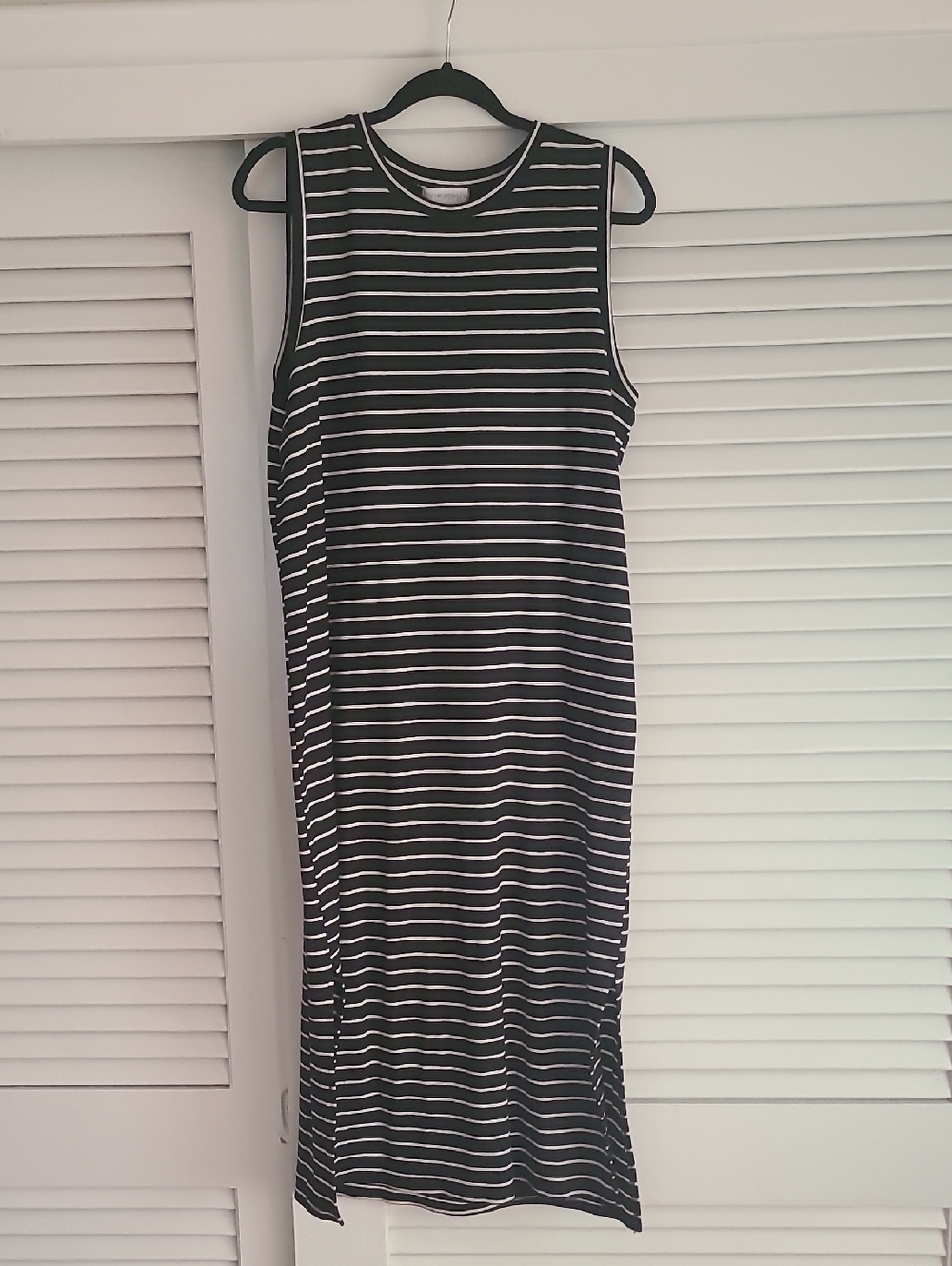 Cynthia Rowley Black and White Striped Midi Tank Dress
